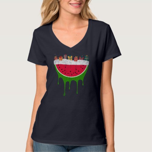 Christmas Watermelon Summer Tropical Fruit Christm T_Shirt
