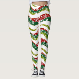 Christmas waves and snowflakes leggings
