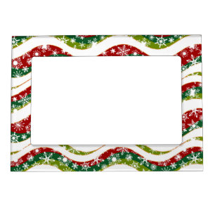Christmas waves and snowflakes magnetic frame