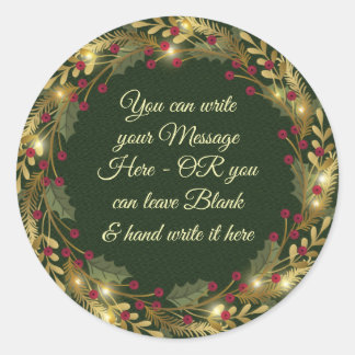 Christmas - WC Wreath - PERSONLIZE Classic Round Sticker