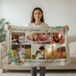 Christmas WE LOVE YOU GRANDMA Rustic Photo Collage Fleece Blanket<br><div class="desc">This modern rustic photo collage fleece blanket shines with your 6 favorite photos surrounded by seasonal watercolor illustrations including mistletoe, pine, and holly berries. Elegant script reads WE LOVE YOU GRANDMA, and is easily customized with your family names. While the illustrations are red and green, this blanket is the rustic...</div>