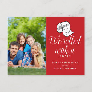 Christmas We Rolled With It Photo Funny Holiday Postcard