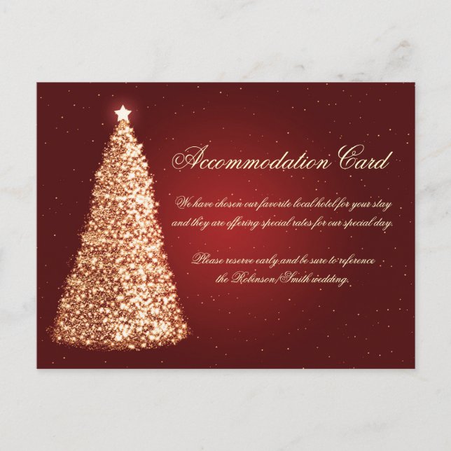 Christmas Wedding Accommodation Gold Red Holiday Postcard (Front)