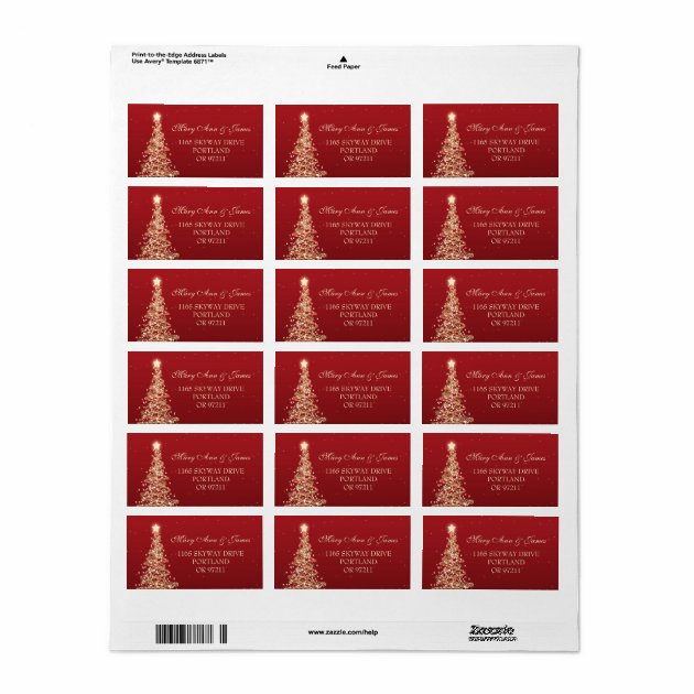 Christmas Wedding Address Red Gold Label