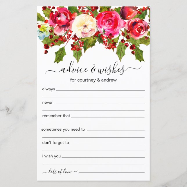 Christmas Wedding Advice and Wishes (Front)