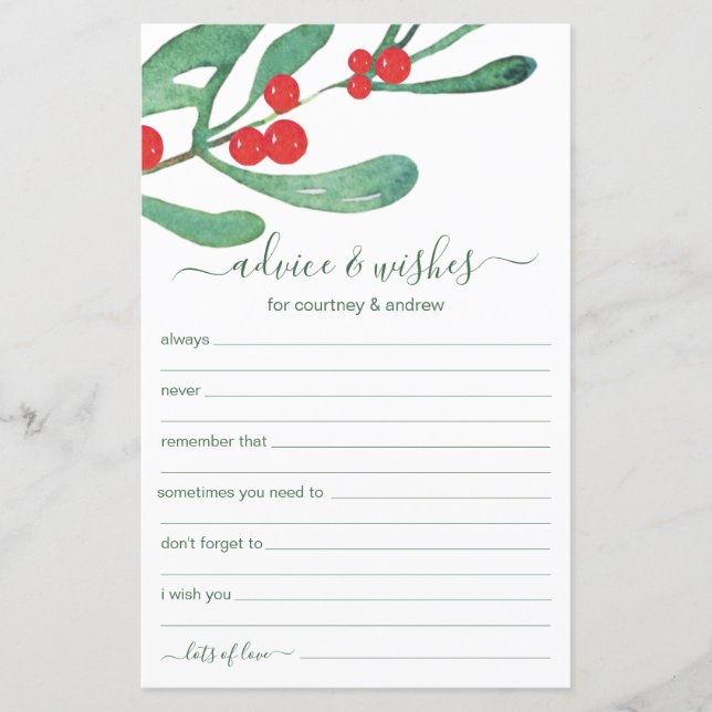 Christmas Wedding Advice and Wishes (Front)