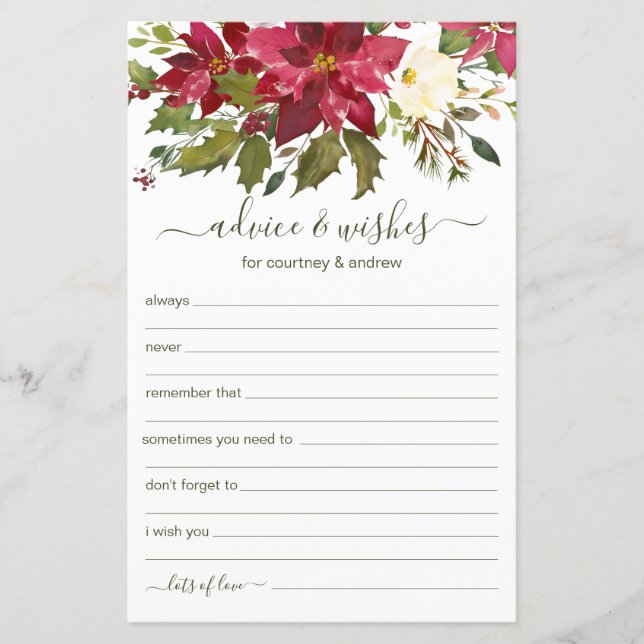 Christmas Wedding Advice and Wishes (Front)