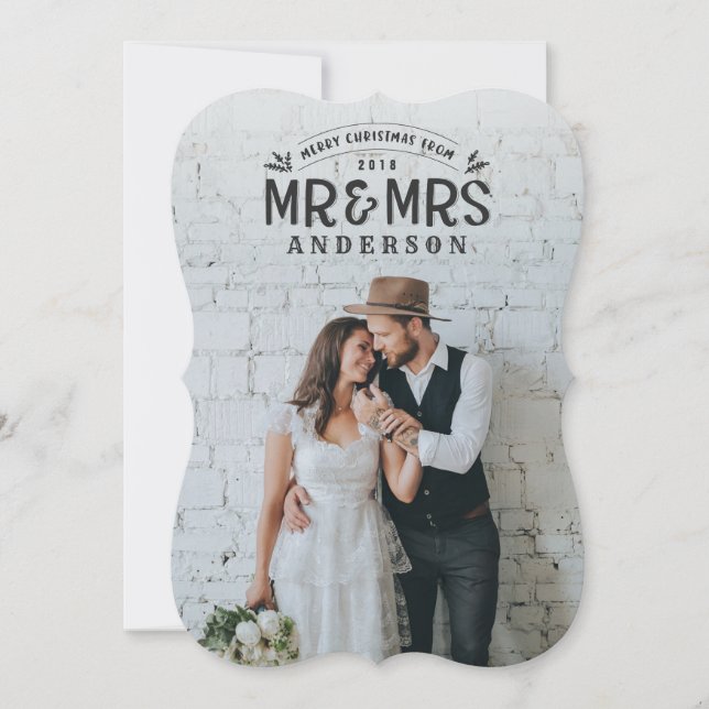 Christmas wedding announcement photo card (Front)