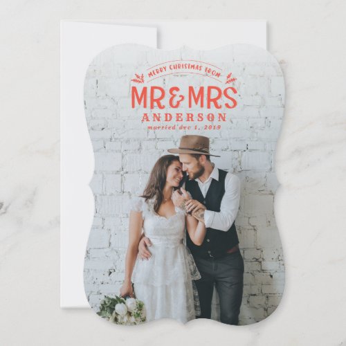 Christmas wedding announcement photo card