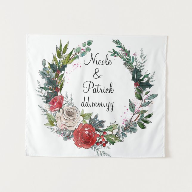 Christmas Wedding Backdrop, December Wedding Decor (Front (Horizontal))