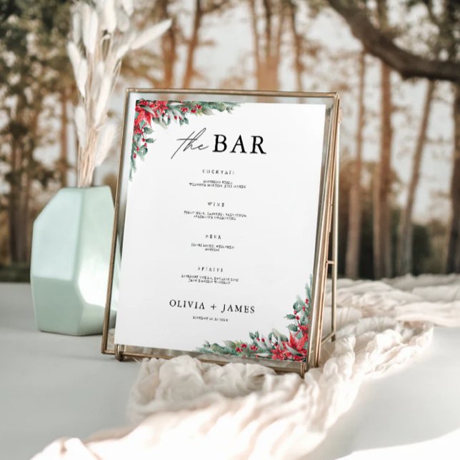 Christmas Wedding Bar Menu Sign Template (Christmas Wedding Bar Menu Sign Template)
