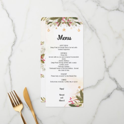 Christmas Wedding Bridal Shower Menu