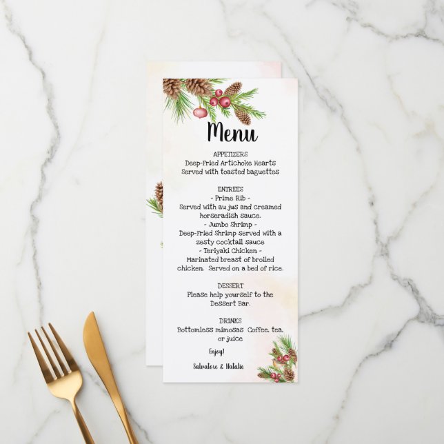 Christmas Wedding Bridal Shower Menu (Front/Back In Situ)