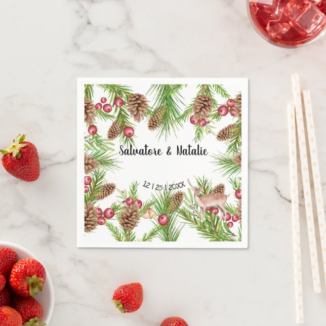 Christmas Wedding Bridal Shower Wedding Reception Napkins (Insitu)