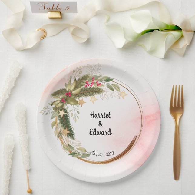Christmas Wedding Bridal Wedding Reception Paper P Paper Plates (Wedding)