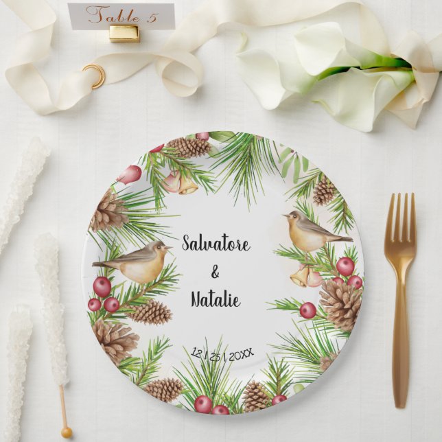 Christmas Wedding Bridal Wedding Reception Paper Plates (Wedding)