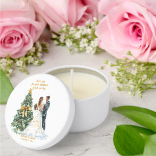 Christmas Wedding Bride and Groom Thank You Mini Candle Favors