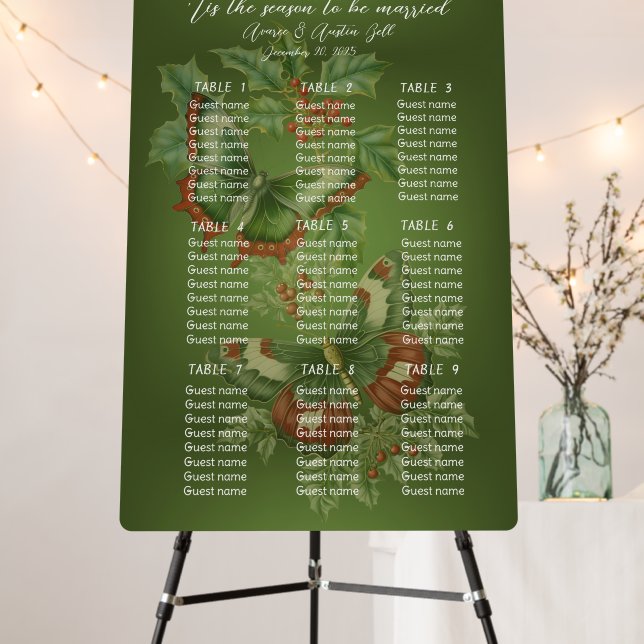 Christmas Wedding Butterflies and Greens Foam Board (In Situ (Stand))