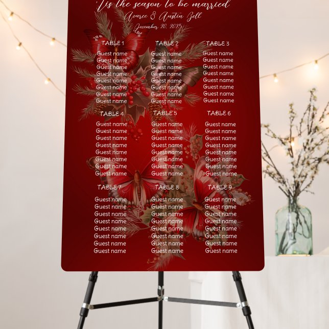 Christmas Wedding Butterflies and Greens Foam Board (In Situ (Stand))