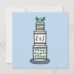 Christmas Wedding Cake Illustration Invitation