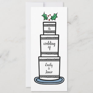 Christmas Wedding Cake Illustration Invitation