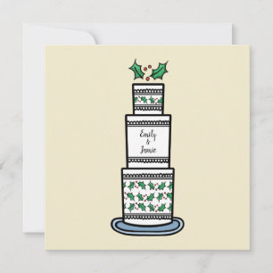Christmas Wedding Cake Illustration Invitation