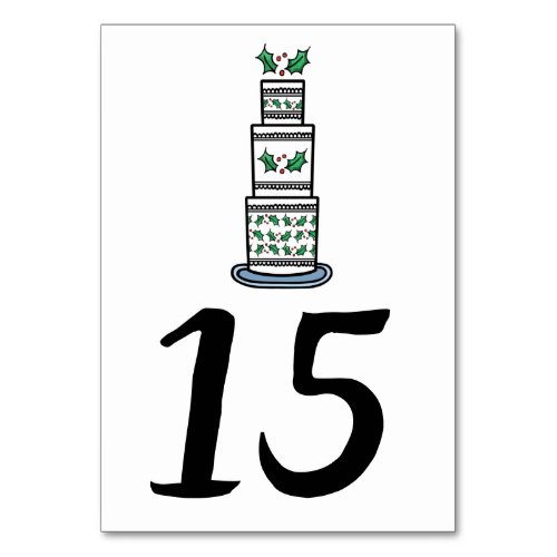 Christmas Wedding Cake Illustration Table Number