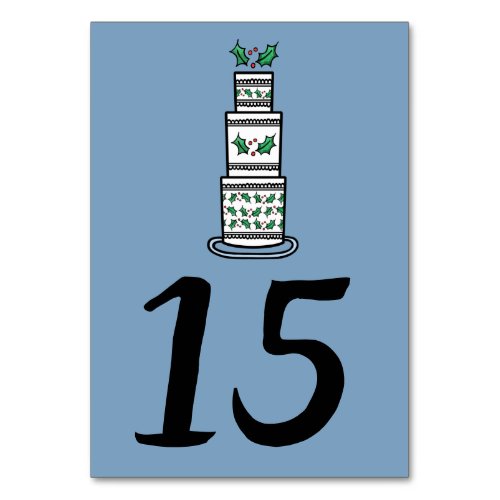 Christmas Wedding Cake Illustration Table Number