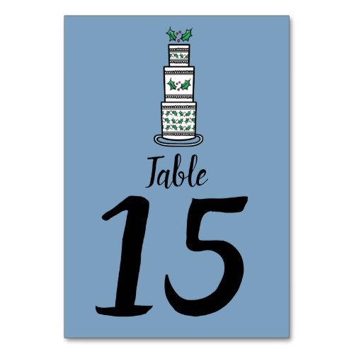 Christmas Wedding Cake Illustration Table Number