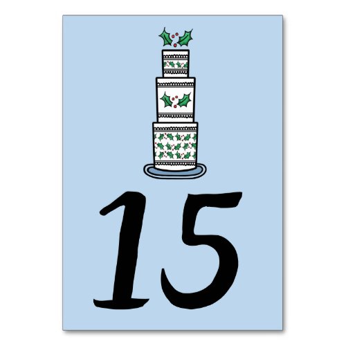 Christmas Wedding Cake Illustration Table Number