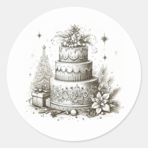 Christmas Wedding Classic Round Sticker