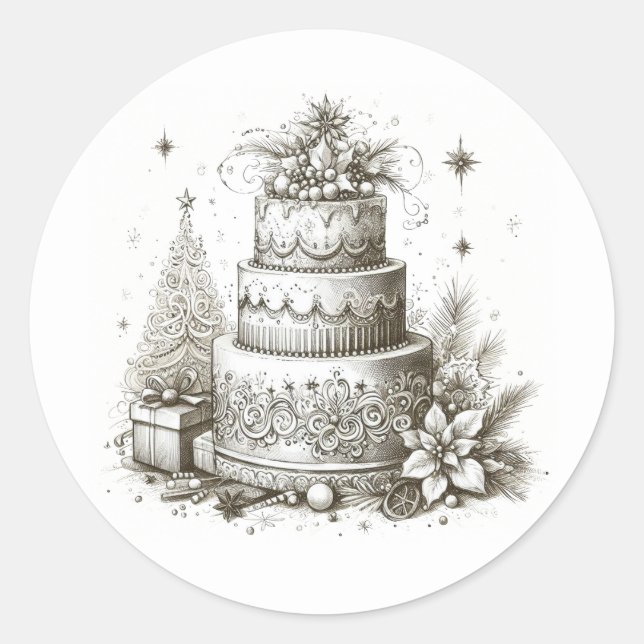 Christmas Wedding Classic Round Sticker (Front)