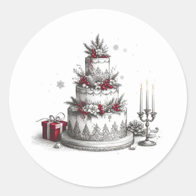 Christmas Wedding Classic Round Sticker (Front)