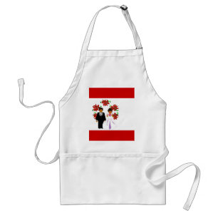 Christmas Wedding Couple II In Red Adult Apron