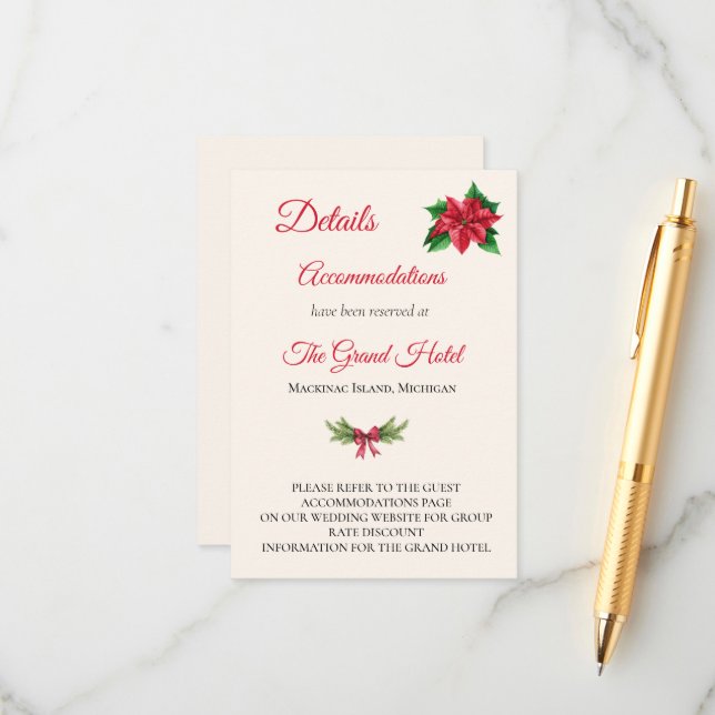 Christmas Wedding Details Enclosure Card (Front/Back In Situ)