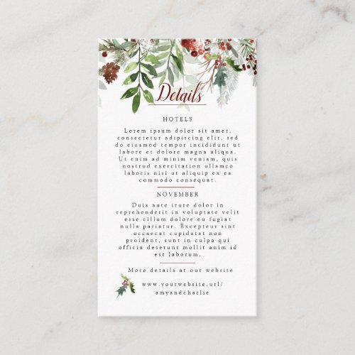 Christmas Wedding Details with QR Enclosure Card