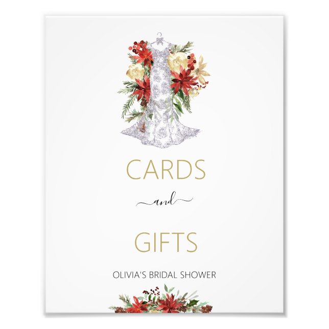 Christmas Wedding Dress Cards and Girts Sign (Front)