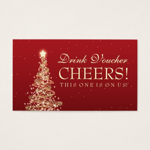 Christmas Wedding Drink Voucher Red Gold