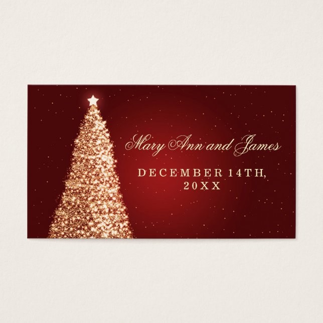 Christmas Wedding Favor Tag Gold Red (Front)
