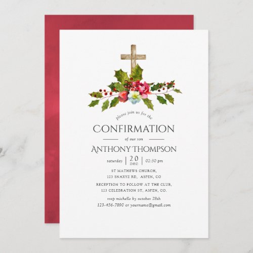Christmas Wedding Floral Confirmation Invitation