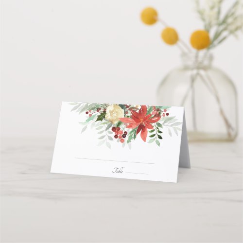 Christmas Wedding Folded Place Card