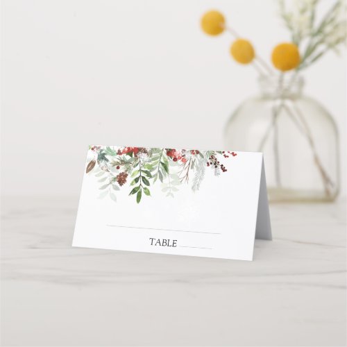 Christmas Wedding Folded Place Card