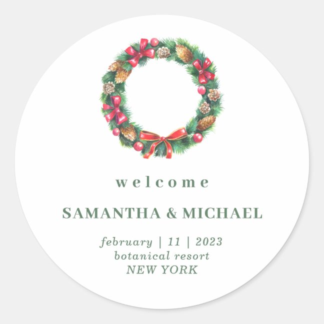 Christmas Wedding Forest Autumn Winter Classic Round Sticker