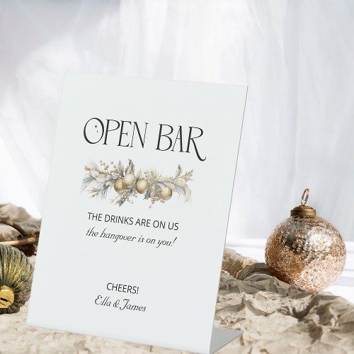 Christmas Wedding Garland Open Bar Sign