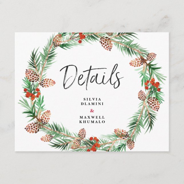 Christmas Wedding Guest Details Enclosure Card (Front)