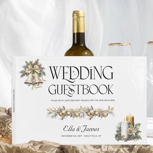 Christmas Wedding Holly Bells and Candles Guest Book