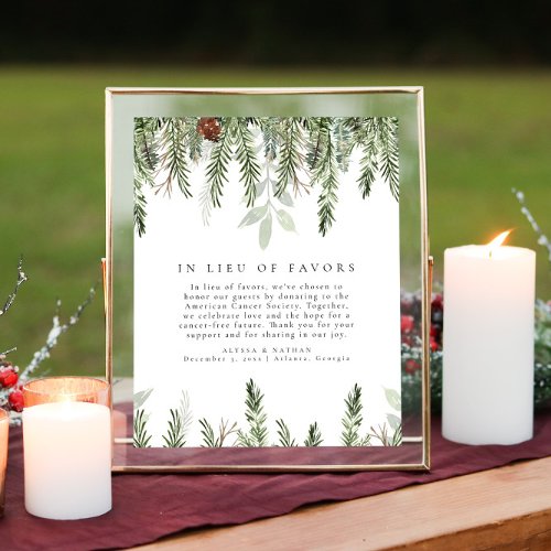 Christmas Wedding In Lieu Of Favors Tabletop Sign