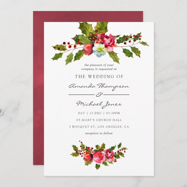 Christmas Wedding Invitation (Front/Back)
