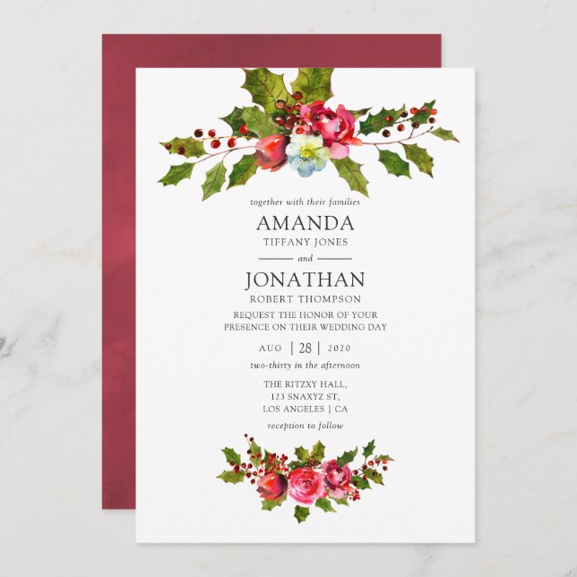 Christmas Wedding Invitation (Front/Back)