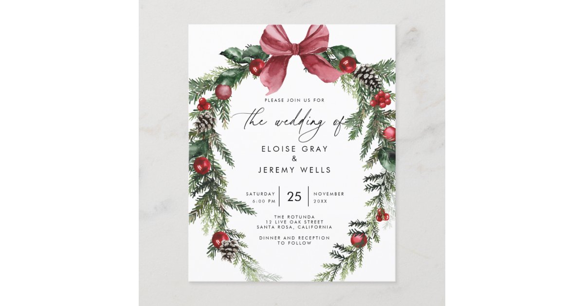 Christmas Wedding Invitation | Zazzle